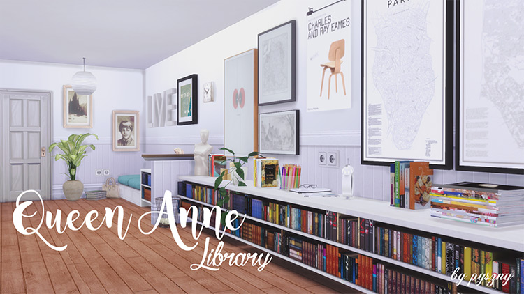 Queen Anne Library Bookshelves TS4 CC