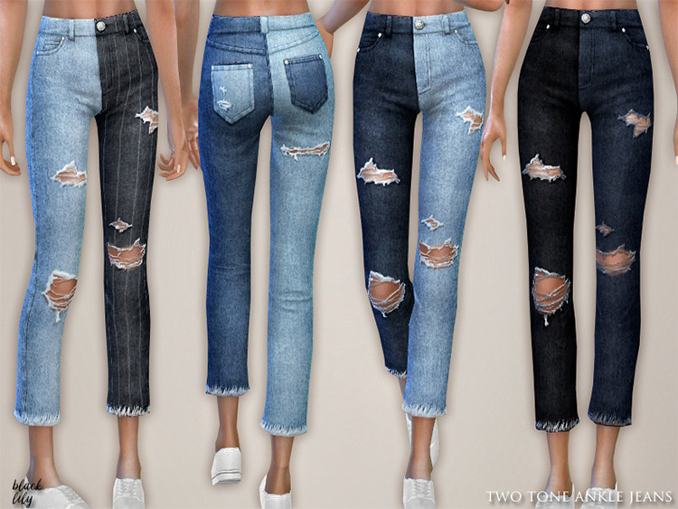 Two-tone Ankle Jeans for Sims 4