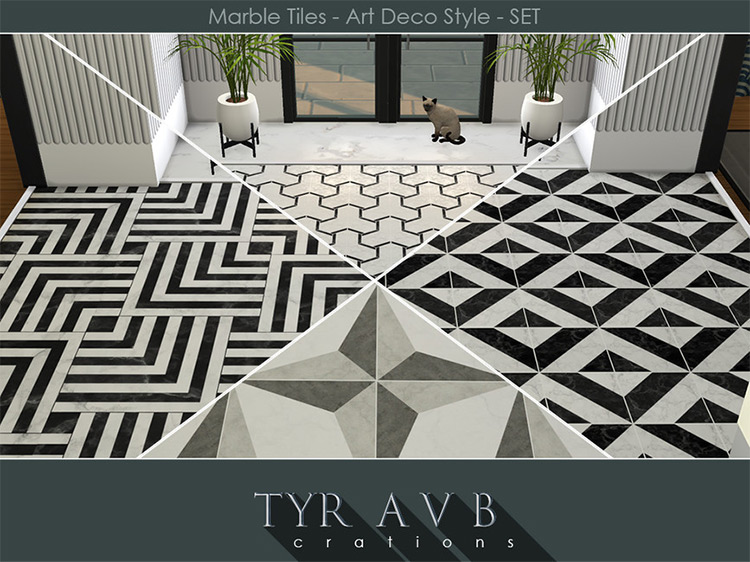 Marble Tiles Art Deco Style for Sims 4