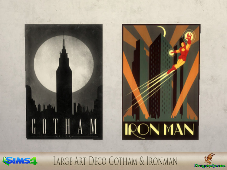 Large Art Deco of Gotham and Iron Man Sims 4 CC