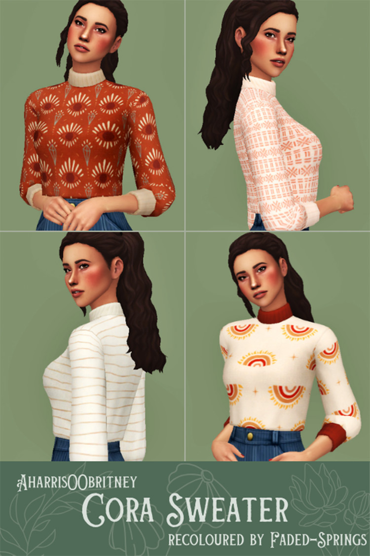 Cora Sweater with Turtleneck - Sims 4 CC