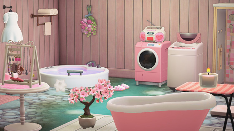 Girly and pink bathroom design - ACNH Idea