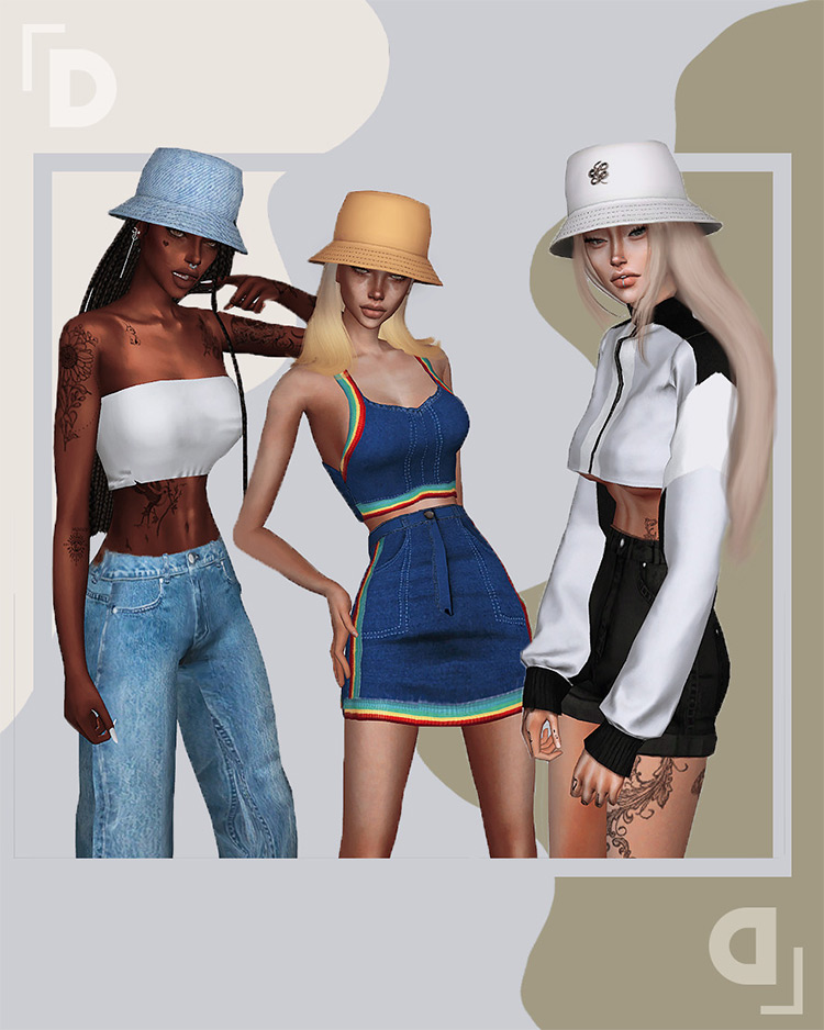 Iris Bucket Hats CC Set - TS4