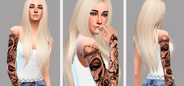 Sims 4 - Blonde Girl Full Sleeve Tattoo CC