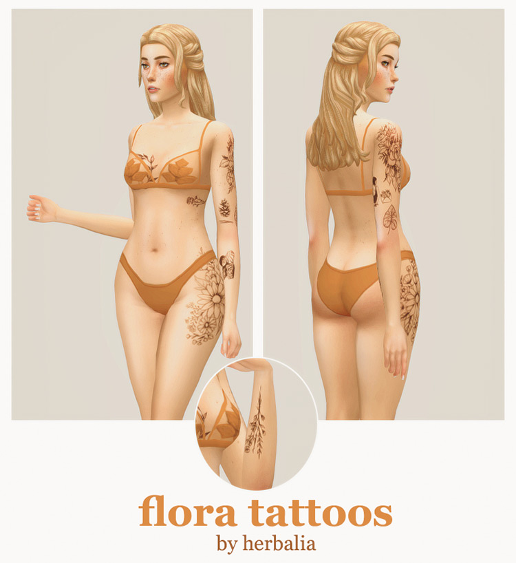 Best Sims 4 Tattoo CC Mods The Ultimate List FandomSpot   01 Flora Tattoo Cc Sims4 