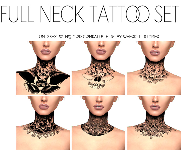 Mob Sims Tattoo Neck Tattoo Sims 4 Cc Sims 4 Tattoos Sims 4 Cc Images   09 Full Neck Tattoo Set Sims4 Cc 