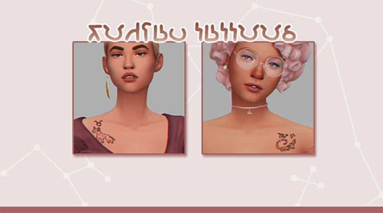 Tiny Zodiac Tattoos - Sims 4 CC