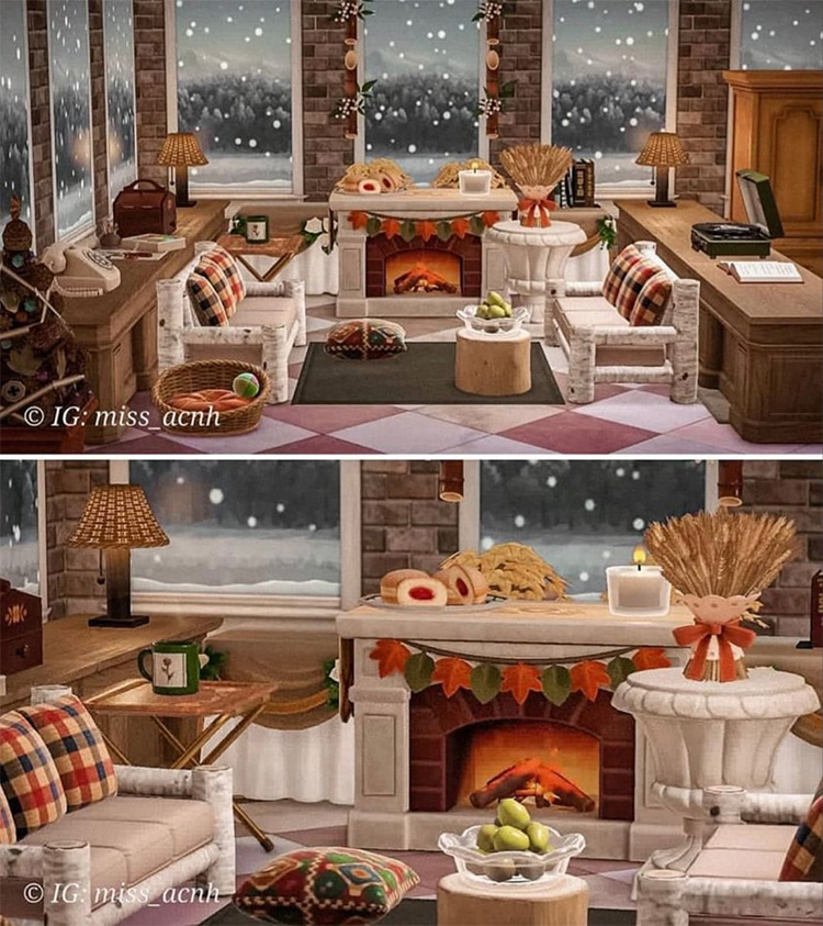 Fireplace Lounge Area - ACNH Idea