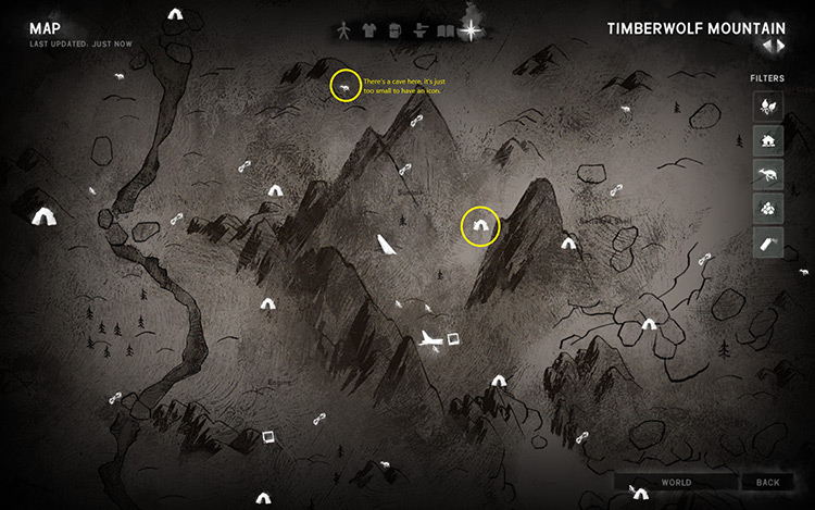 Screenshot of Timberwolf Mountain map / The Long Dark