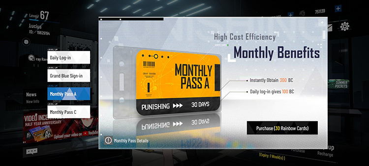 Recommended Pack: Monthly Pass A / Punishing: Gray Raven