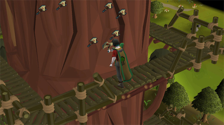 Chopping a Redwood Tree in the Woodcutting Guild / OSRS