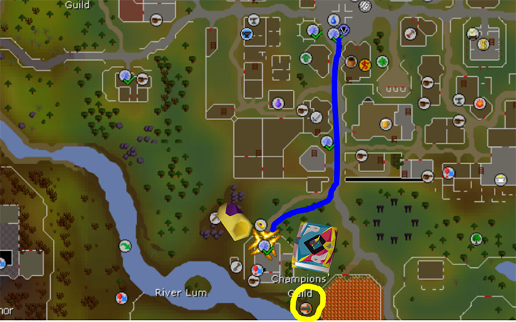 Champions’ Guild location and routes on map / OSRS