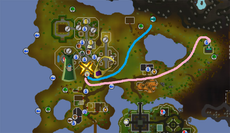 Farming Guild location and routes on the map / OSRS