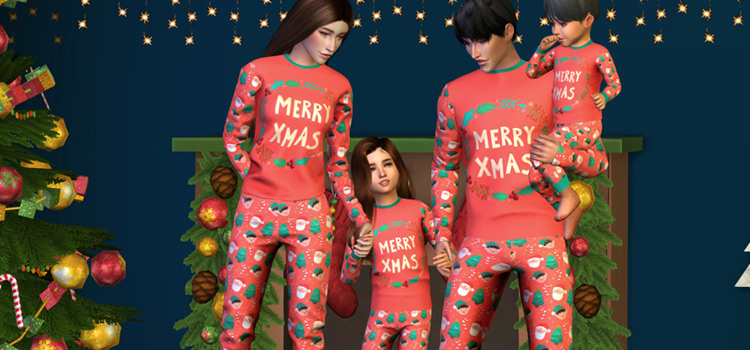 Sims 4 Christmas Pajamas CC For The Whole Family (Kids + Adults ...