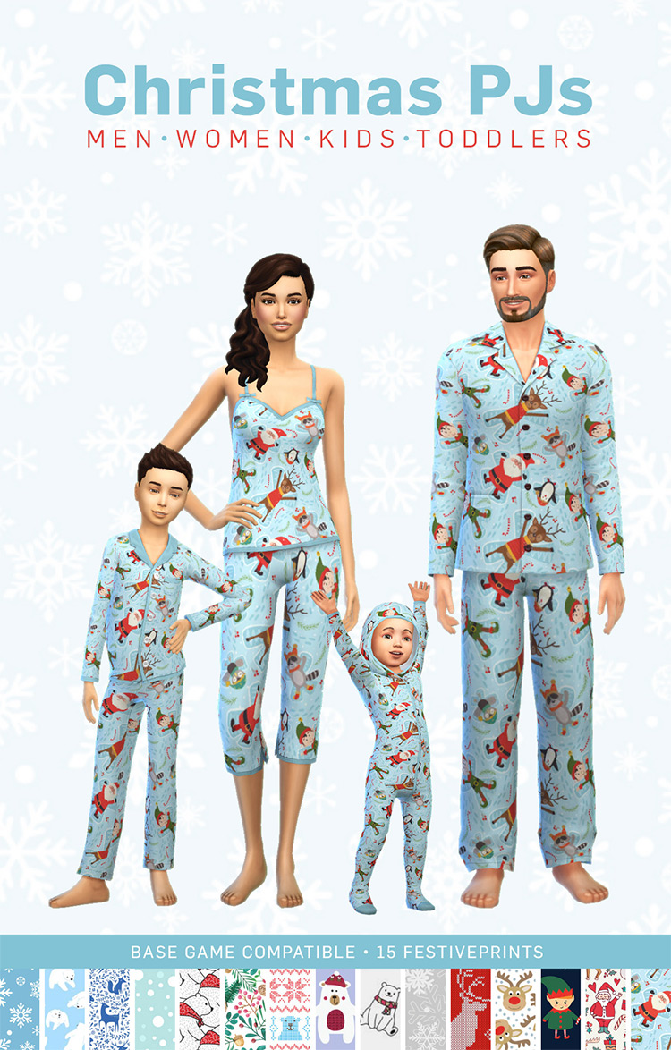 Sims 4 Christmas Pajamas CC For The Whole Family (Kids + Adults) - All ...