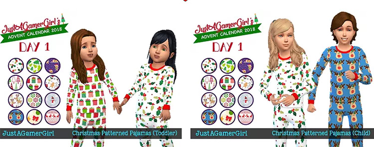 Christmas Patterned Pajamas by JustAGamerGirl / TS4 CC