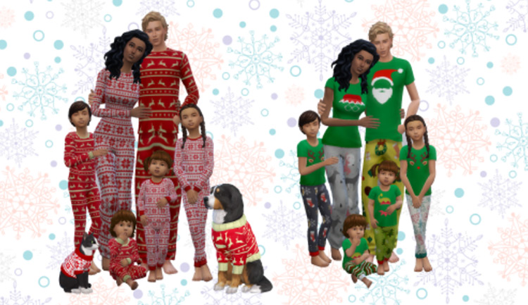 Advent Calendar Day 17 & 18 (Christmas Pajamas) by silverhammersims / Sims 4 CC