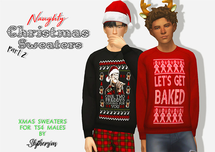 Naughty Xmas Sweaters Pt. 2 by slythersim / TS4 CC