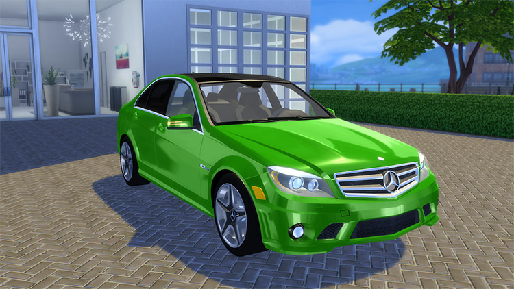 Green Mercedes-Benz C63 AMG (2010) Sims 4 CC