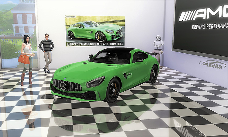 Green Mercedes-Benz AMG GT R (2017) Sims 4 CC