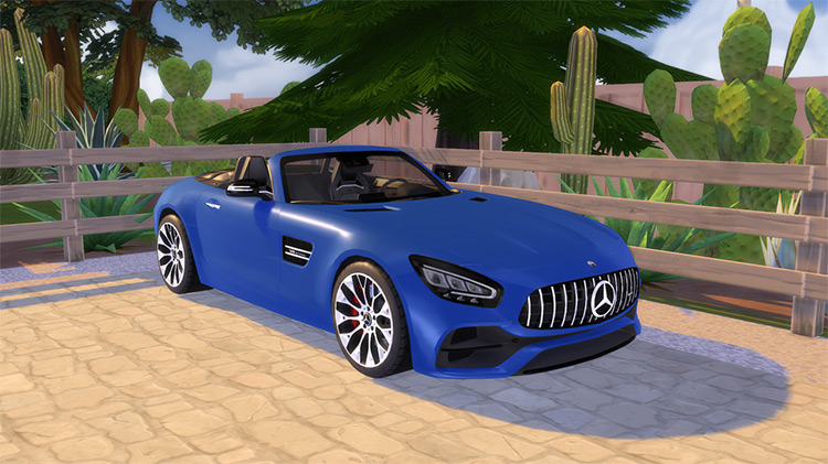 Blue Mercedes-Benz AMG GT S Roadster (2020) Sims 4 CC