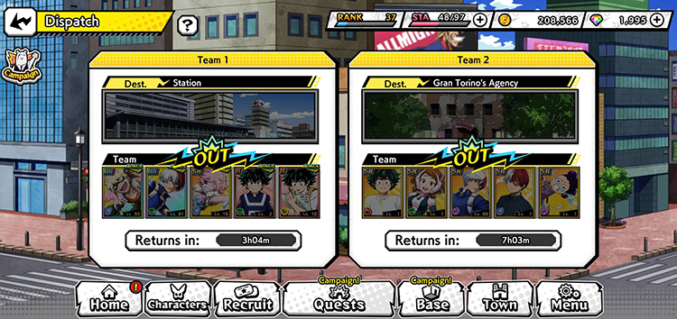 Dispatch Missions (Team 1 & 2) My Hero Ultra Impact