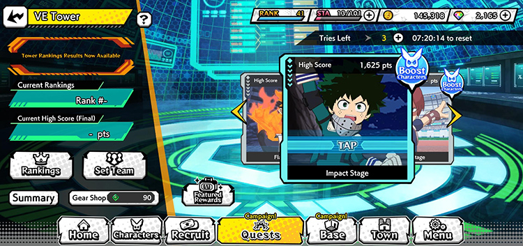 VE Tower Stages Screenshot in My Hero Ultra Impact