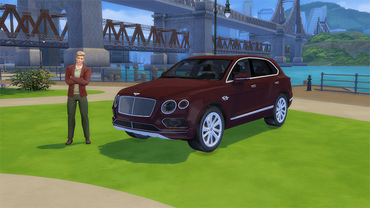 Maroon Bentley Bentayga (2016) SUV for The Sims 4