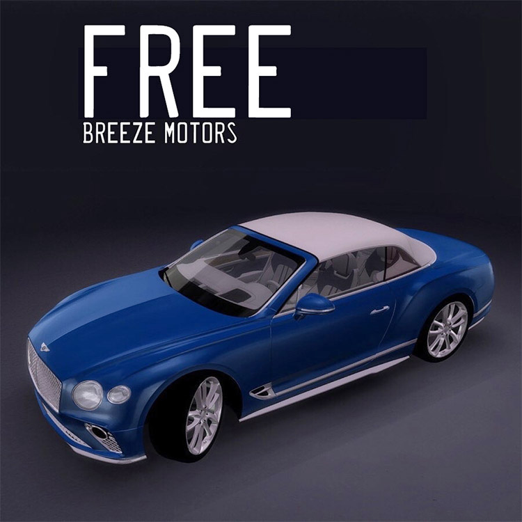 Blue Bentley Continental GT Convertible (2020) Sims 4 CC