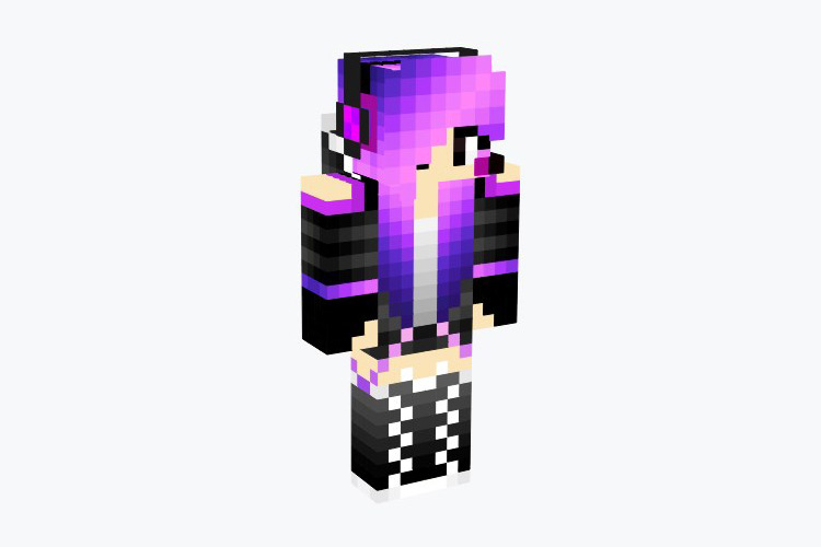Purple Blonde Gamer Girl in Hoodie / Minecraft Skin