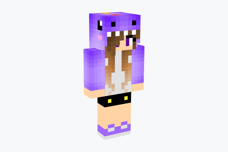 Purple Dinosaur Hoodie Girl Skin For Minecraft