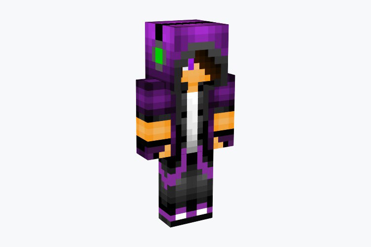 Purple Hoodie Emo Boy with Black Hair / Minecraft Skin