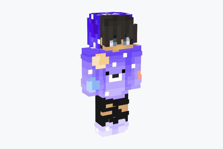 Space Bear Purple Hoodie Boy Minecraft Skin