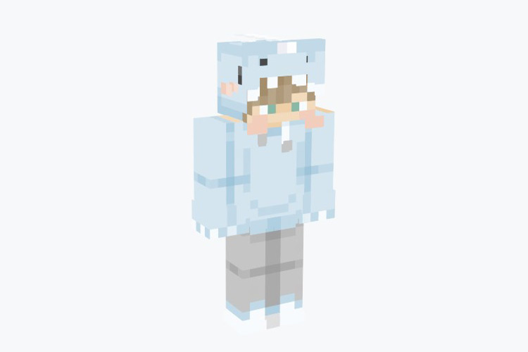 Pastel Blue Dinosaur Hoodie (Boy) Skin For Minecraft