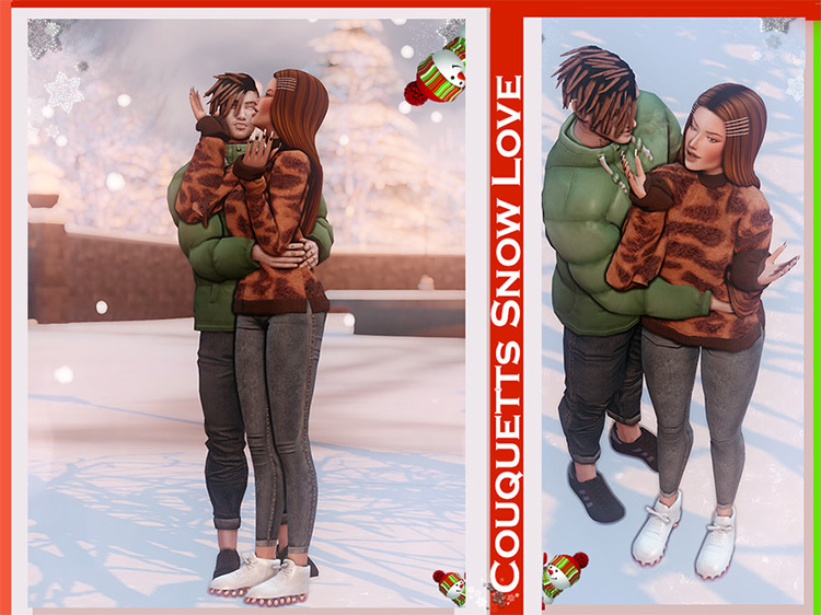 Couquetts Snow Love Poses / Sims 4 Pose Pack