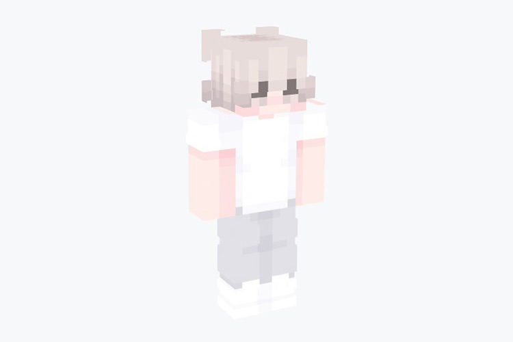 Off-White Hair & Shirt E-boy Minecraft Skin