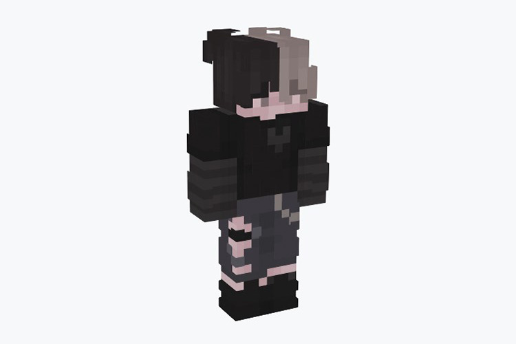 Split-Dye Black Outfit E-boy Skin For Minecraft