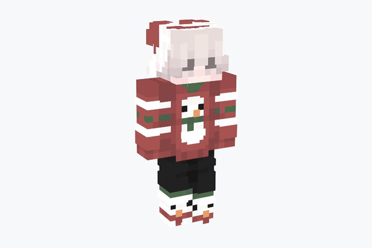 Holiday Snowman E-boy (white hair) Minecraft Skin