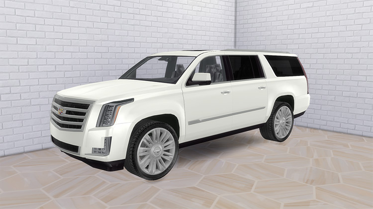 White Cadillac Escalade ESV (2018) Sims 4 CC