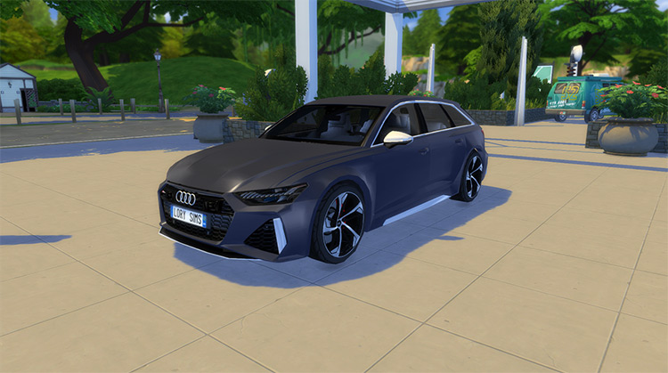 Jet Black Audi RS6 Avant Car (2021) Sims 4 CC