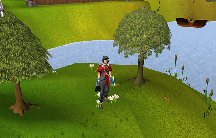 A player wearing the lumberjack outfit with a dragon axe / OSRS