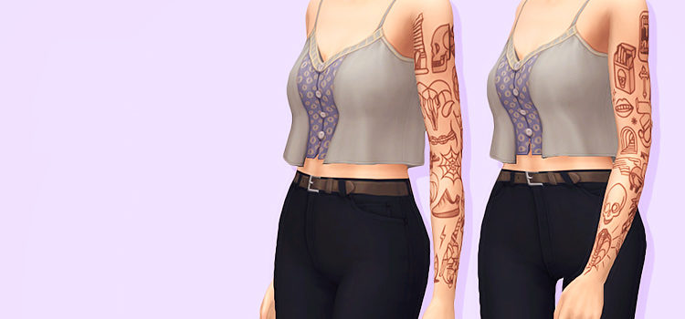 Trick & Poke Girl Tattoo Sleeve (TS4 CC)