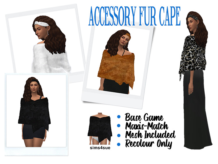 Accessory Fur Cape by sims4sue / Sims 4 CC
