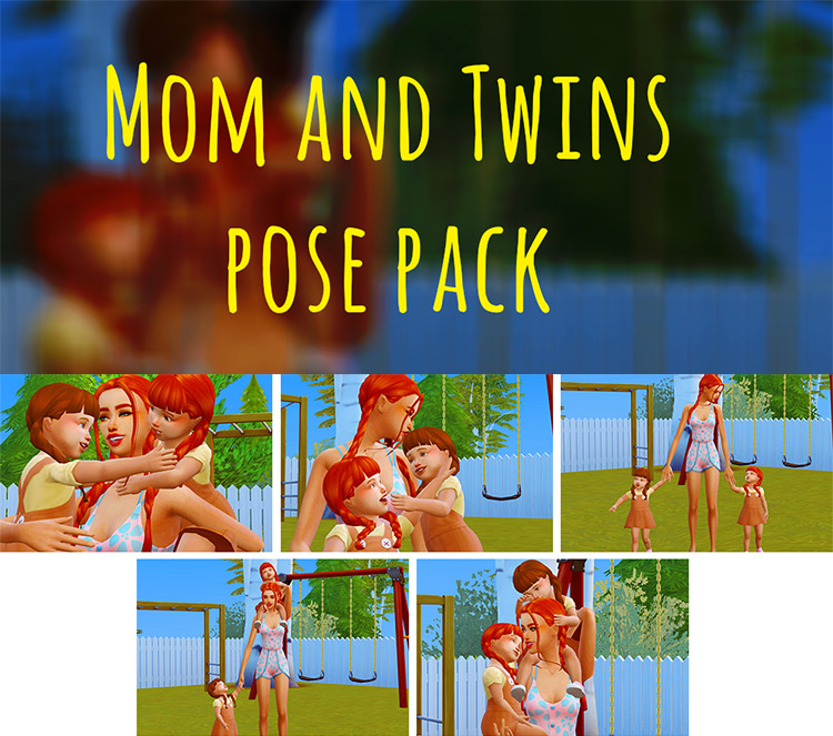 Mom & Toddler Twins / Sims 4 Pose Pack