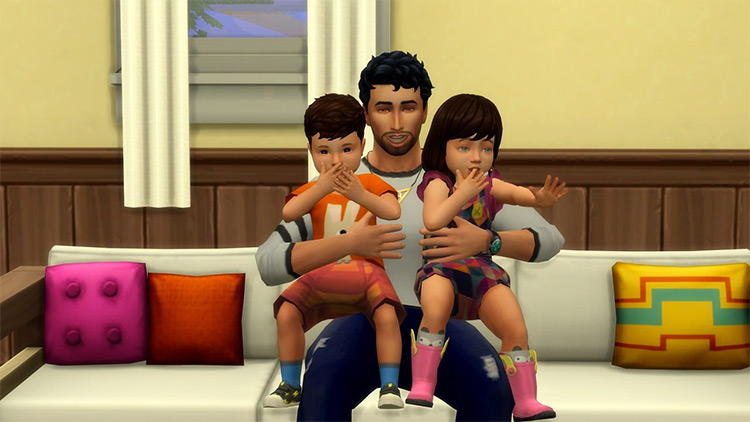 Dad with Twins Poses / Sims 4 Pose Pack