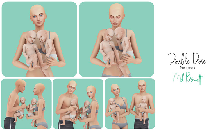 Double Dose Parents + Twins / Sims 4 Pose Pack