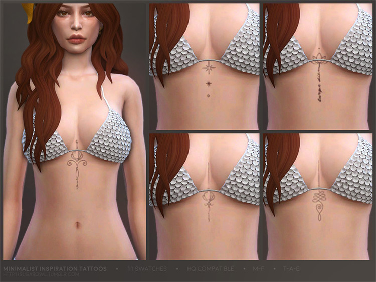 Minimalist Inspiration Tattoos Set / Sims 4 CC