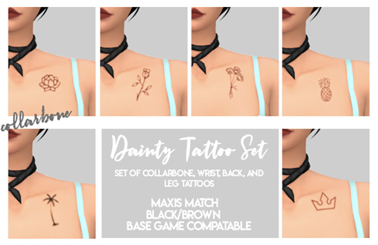 Dainty Tattoo Set / Sims 4 CC