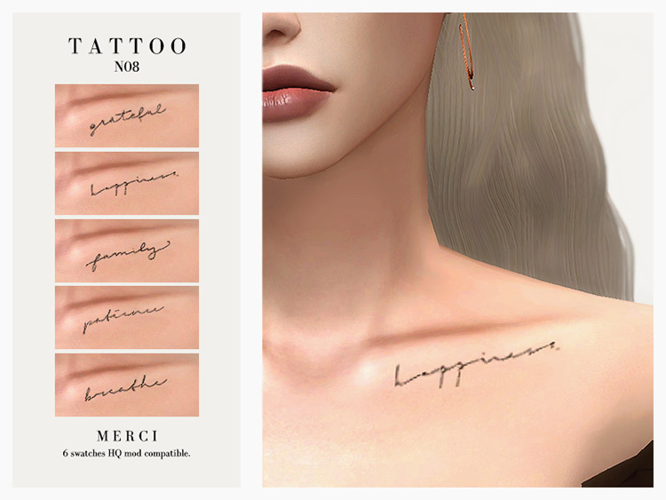 Simple Tattoo n08 (Collarbone) / Sims 4 CC