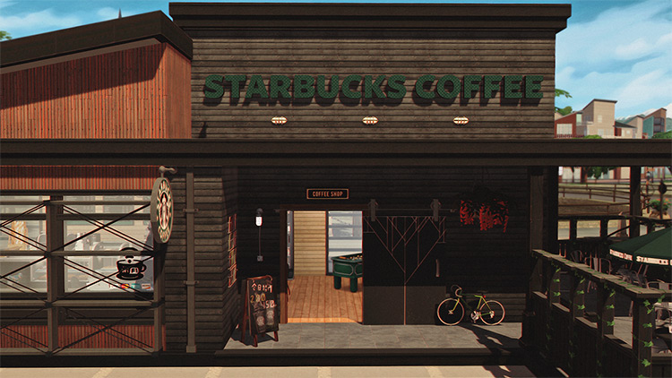 Starbucks Coffee Shop Lot v2 / The Sims 4